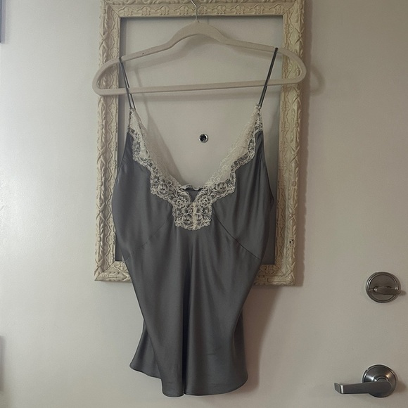 ZARA | ZW Collection Satin Effect Gray Camisole with Cream Lace Top - Picture 2 of 15